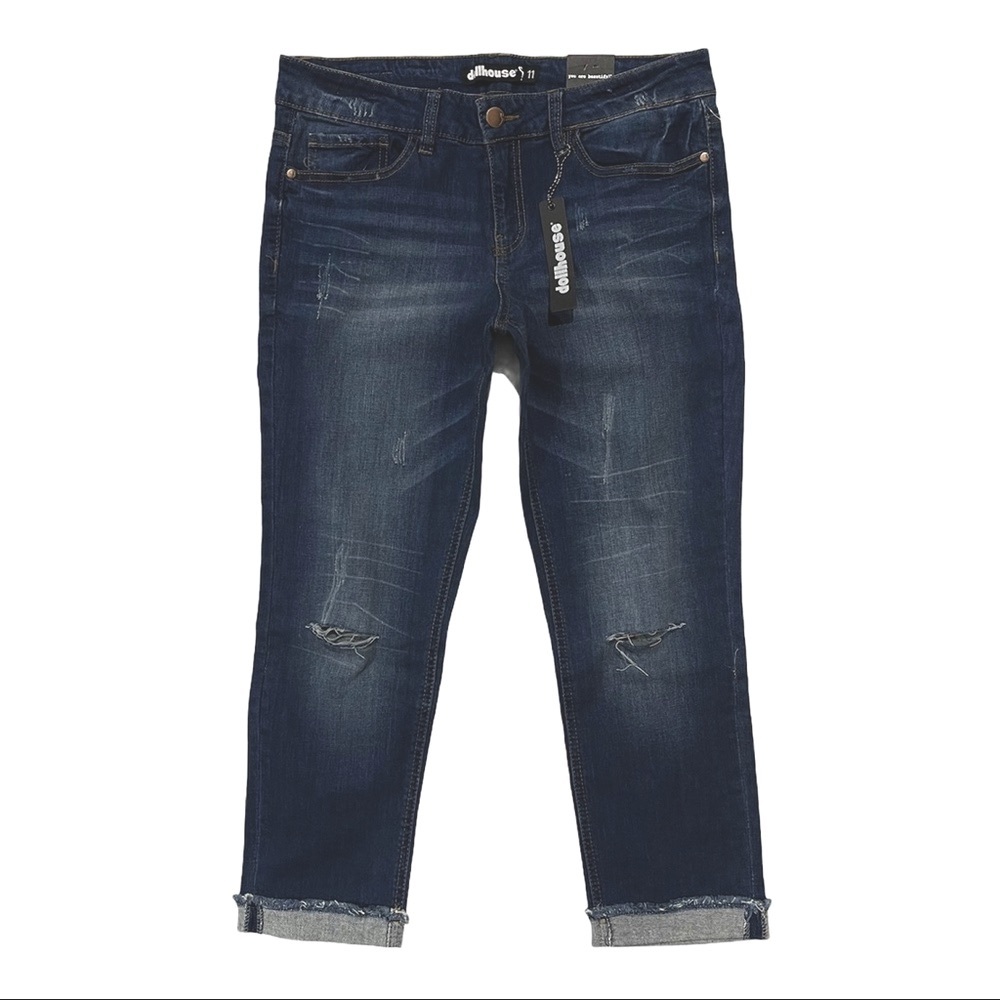 Dollhouse “Charley” Cropped Destroyed Denim Jeans